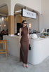 High Neck Sleeves Long Body-con Dress